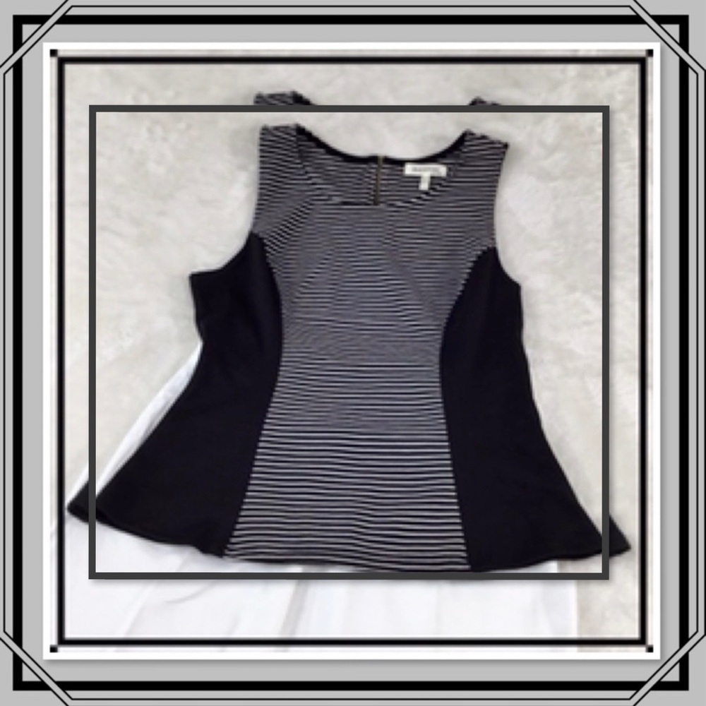MONTEAU BLACK & WHITE WOMENS SLEEVELESS TOP L